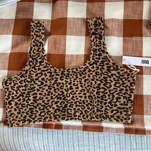 ARQ wide strap bra - size L - leopard print